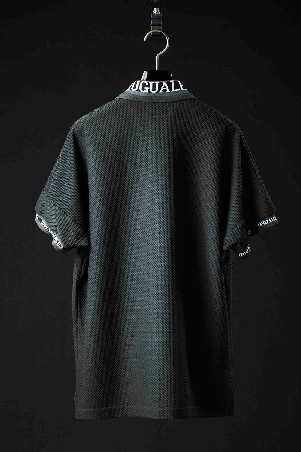 113SPORT TECHNICAL MESH WIDE POLO / テクニカル メッシュ ワイドシルエット ポロシャツ チャコール