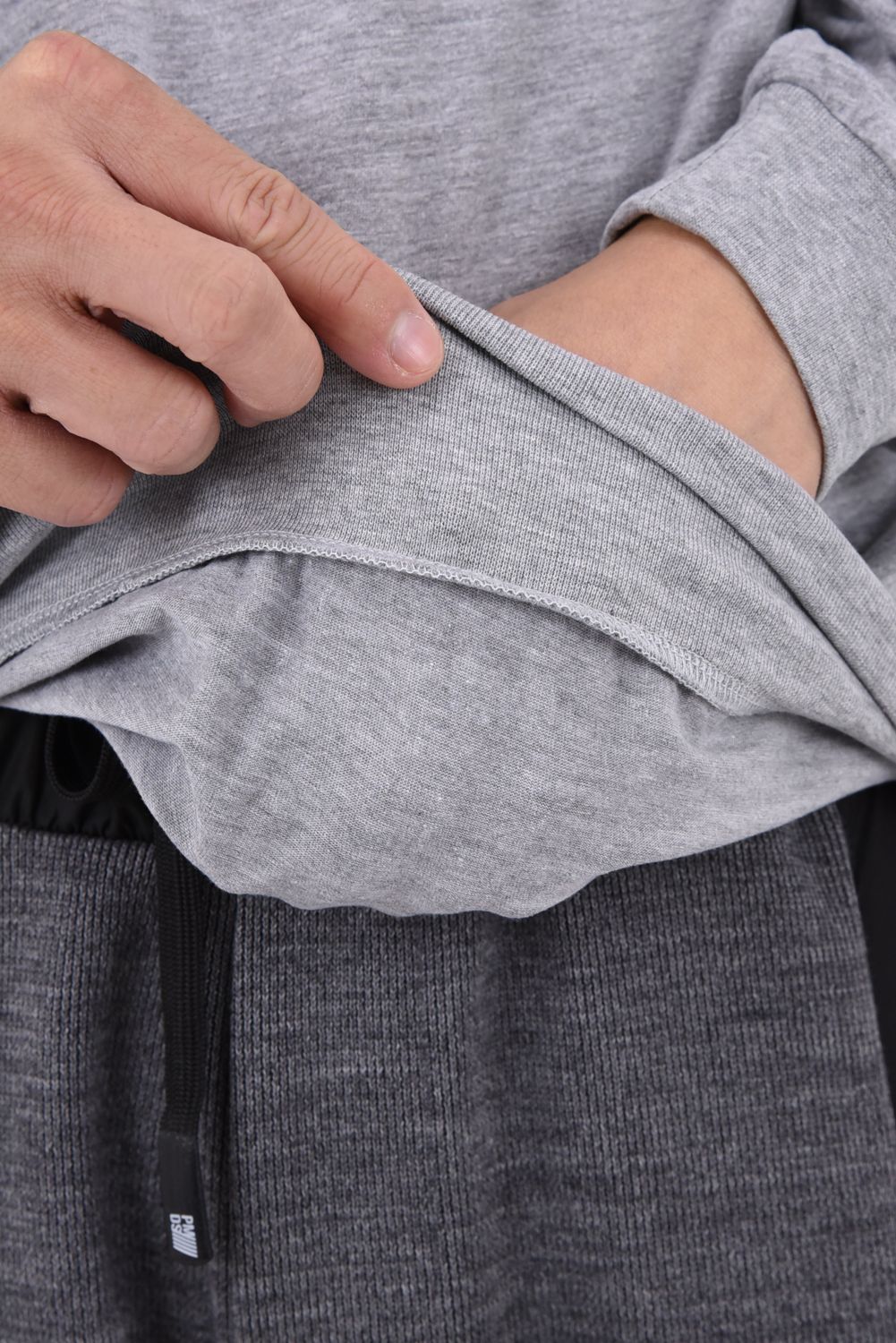 【LEON10月号掲載】【26AW】 WILL COMBI / ハイブリッド モックネックリブTシャツ (グレー/ブラック)