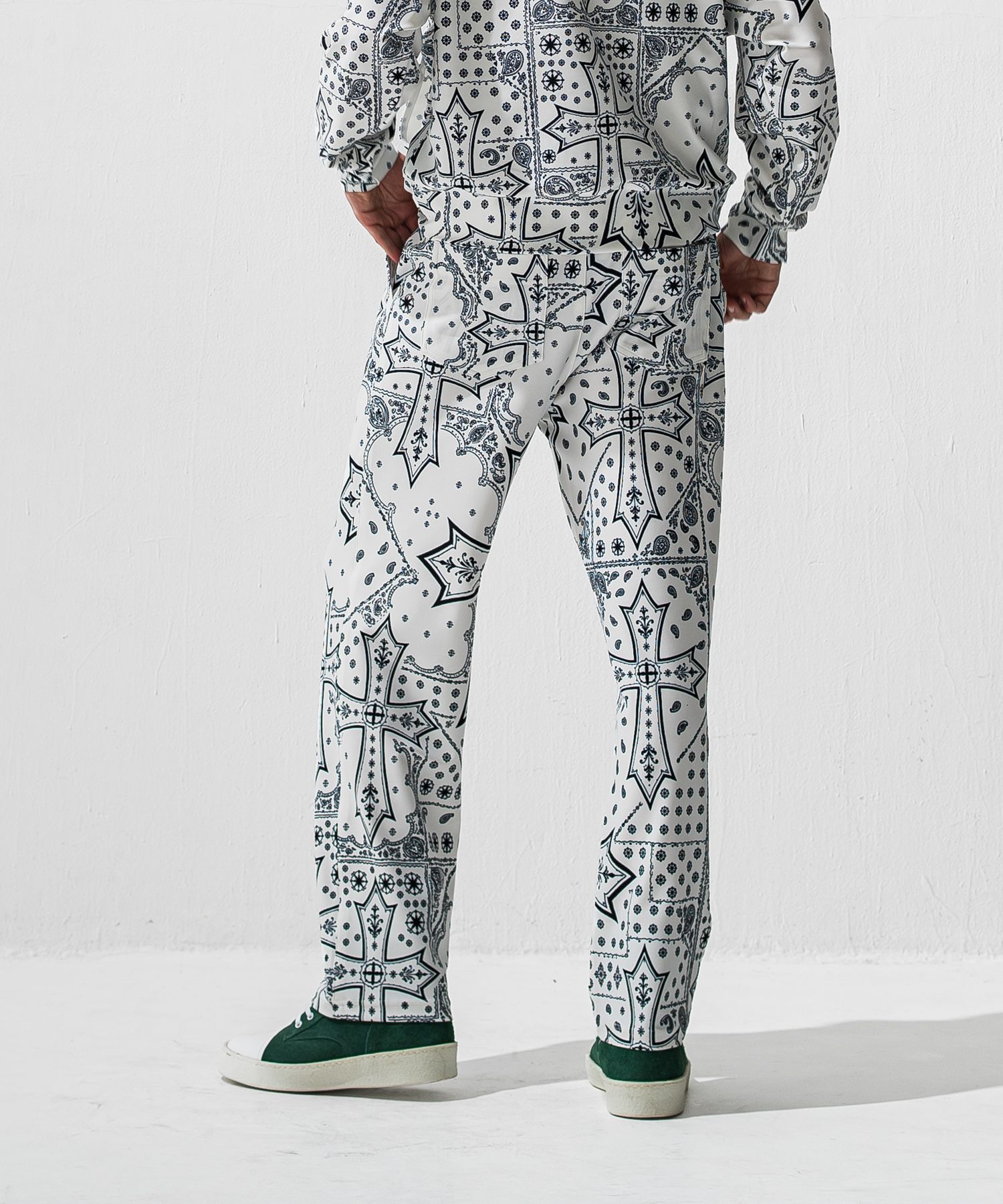 CHRIS EASY WIDE TUCK PANTS / ハイテンショントリコット ワンタック セミワイド イージーパンツ (クロスホワイト) (1月上旬入荷予定) ※オーダー締切:9月7日(月)17時)