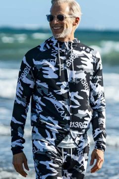 CAMO LOGO HOODIE / オリジナルカモフラ柄 ラッシュガードパーカー ブラック