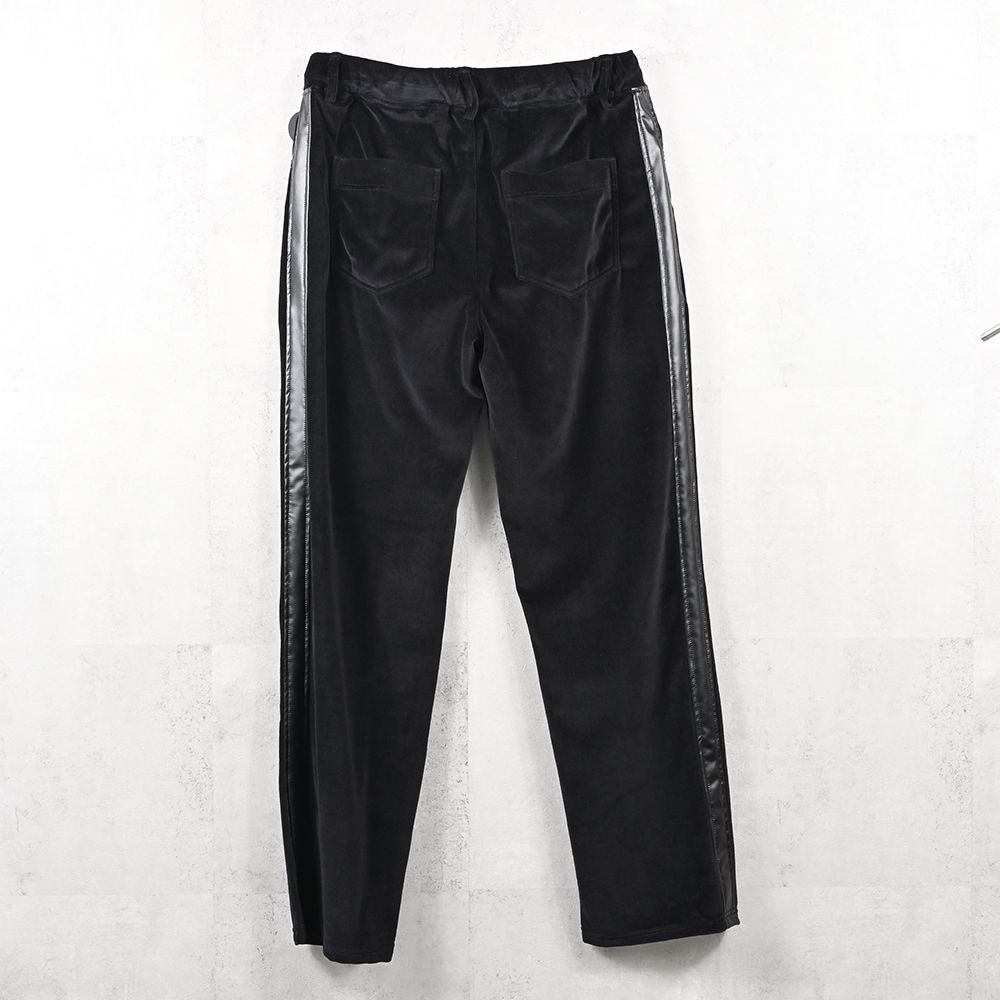 VELOUR SEMIWIDE TUCK PT / ベロア トラックパンツ (ブラック) (9月中旬入荷予定) ※オーダー締切:5月23日(土)17時
