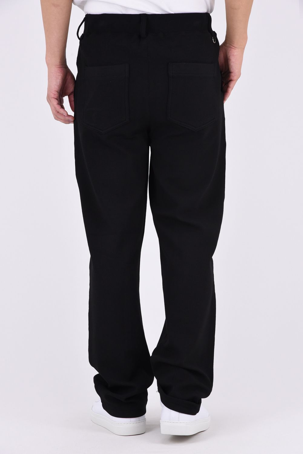 CHRIS EASY WIDE TUCK PANTS / ブリスターニット ワンタック イージーパンツ (ブラック)