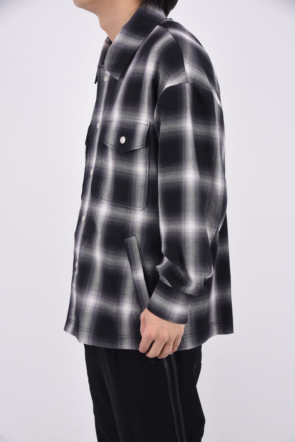 【26SS 39th】 50S CHECK JK / オーバーサイズ オンブレチェック CPOジャケット (ブラック)