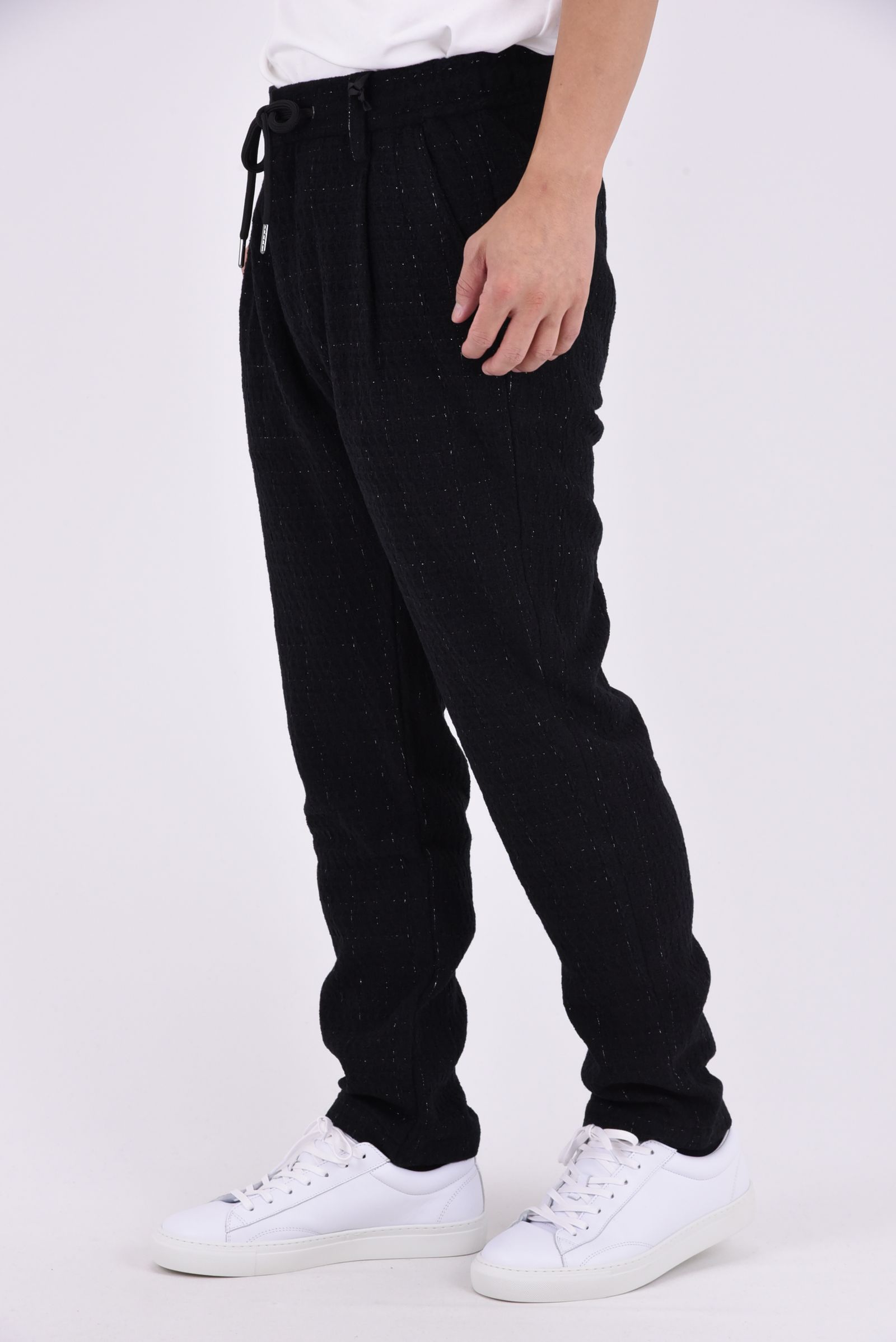【26AW】【セットアップ】 LAME SQUARE JACQUARD JACKET & SLACKS / ファンシーツイード テーラードシングルジャケット&イージースラックス (ブラック)