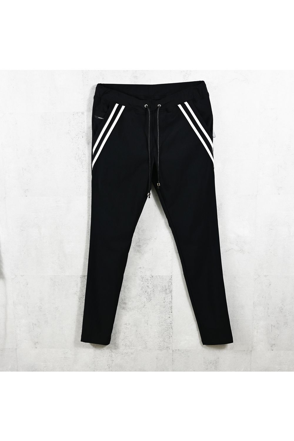 EDGE NYLON PT / 【定番】 ナイロンマイクロファイバー エコレザーライン スキニーイージーパンツ (ブラック/ホワイト) (4月末入荷予定) ※オーダー締切:2月15日(日)18時