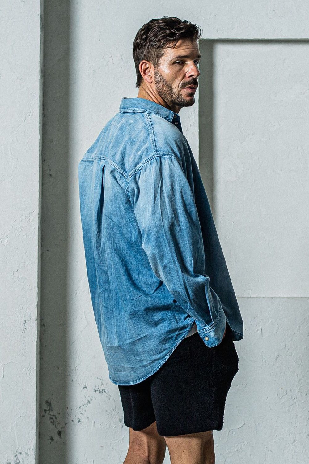 DENIM JACK SHIRTS / ヴィンテージ加工 ダンガリーシャツ インディゴユーズド