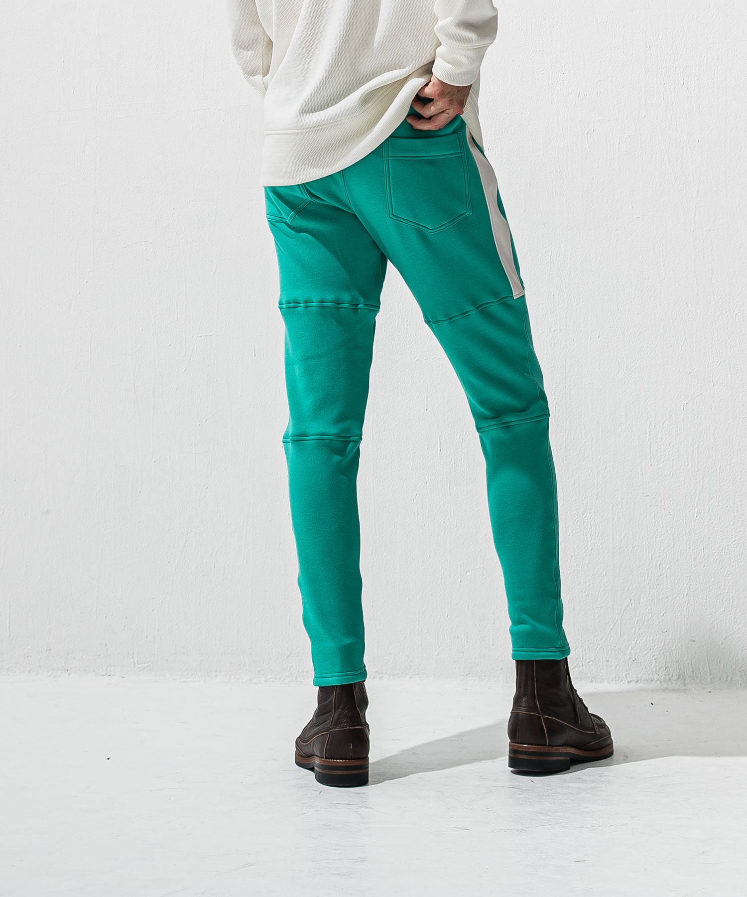 VELOURS FLEECE JT PT / 裏起毛 ベロアフリース ワンタックラインパンツ (ブルーグリーン) (11月中旬入荷予定) ※オーダー締切:9月7日(月)17時
