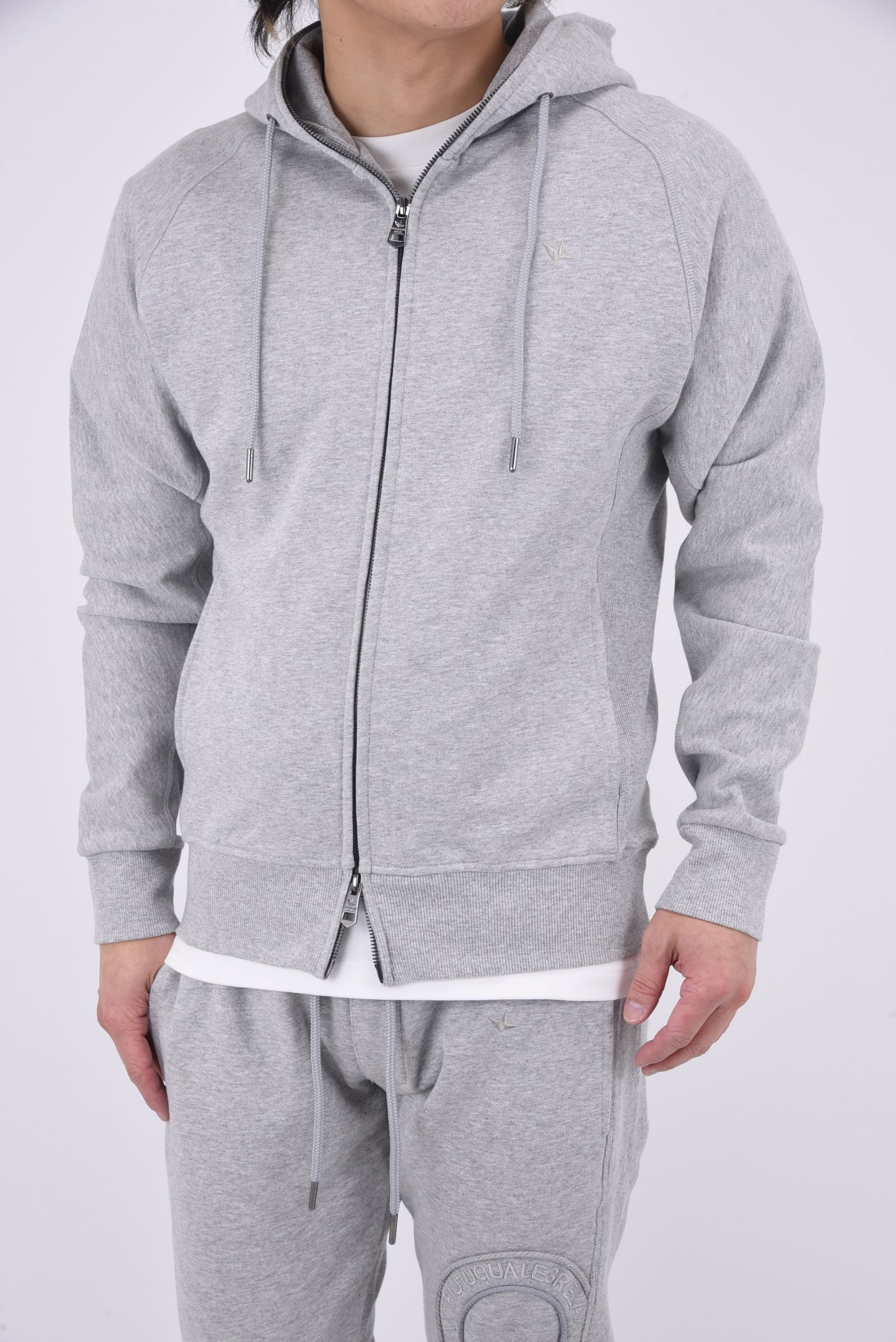 CIRCLE HOODIE / サークルロゴ ジップアップフーディー (グレー)