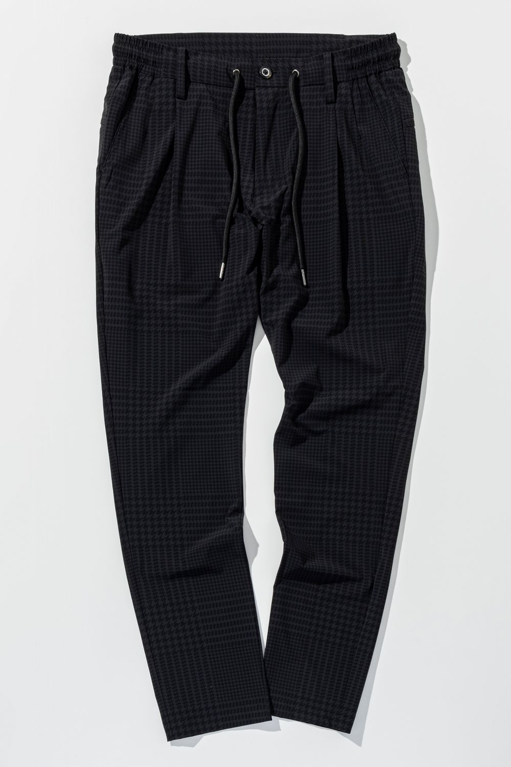 【26SS】 GLEN CHECK NYLON SLACKS / グレンチェック イージースラックス (チャコール/ブラック) (2月上旬入荷予定)