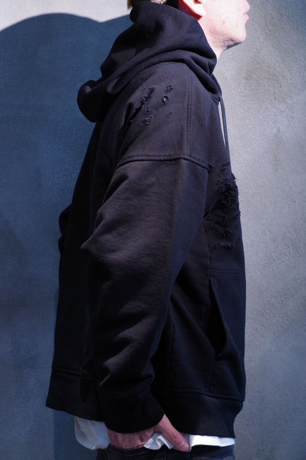 VINTEAGE LOOSE HOODIE / ルーズフィット パーカー クラッシュブラック
