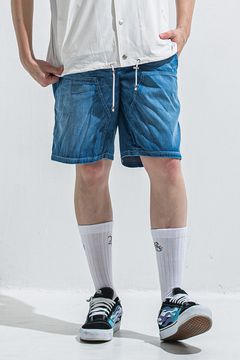 DOUBLE KNEE SHORTS / ダンガリー生地 ダブルニーハーフパンツ (インディゴユーズド) (6月上旬入荷予定) ※オーダー締切:2月15日(日)18時