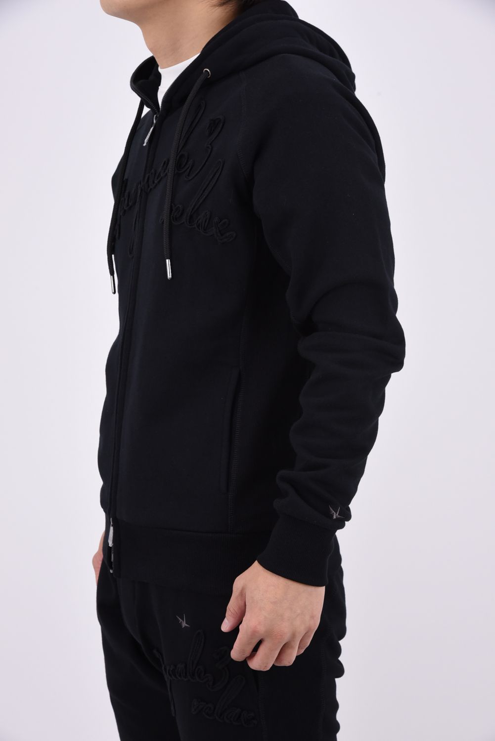 【26AW】 HEAVY FRENCH TERRY SCRIPT CODE LOGO HOODIE / フレンチテリー ロープロゴ ジップアップフーディー (ブラック)