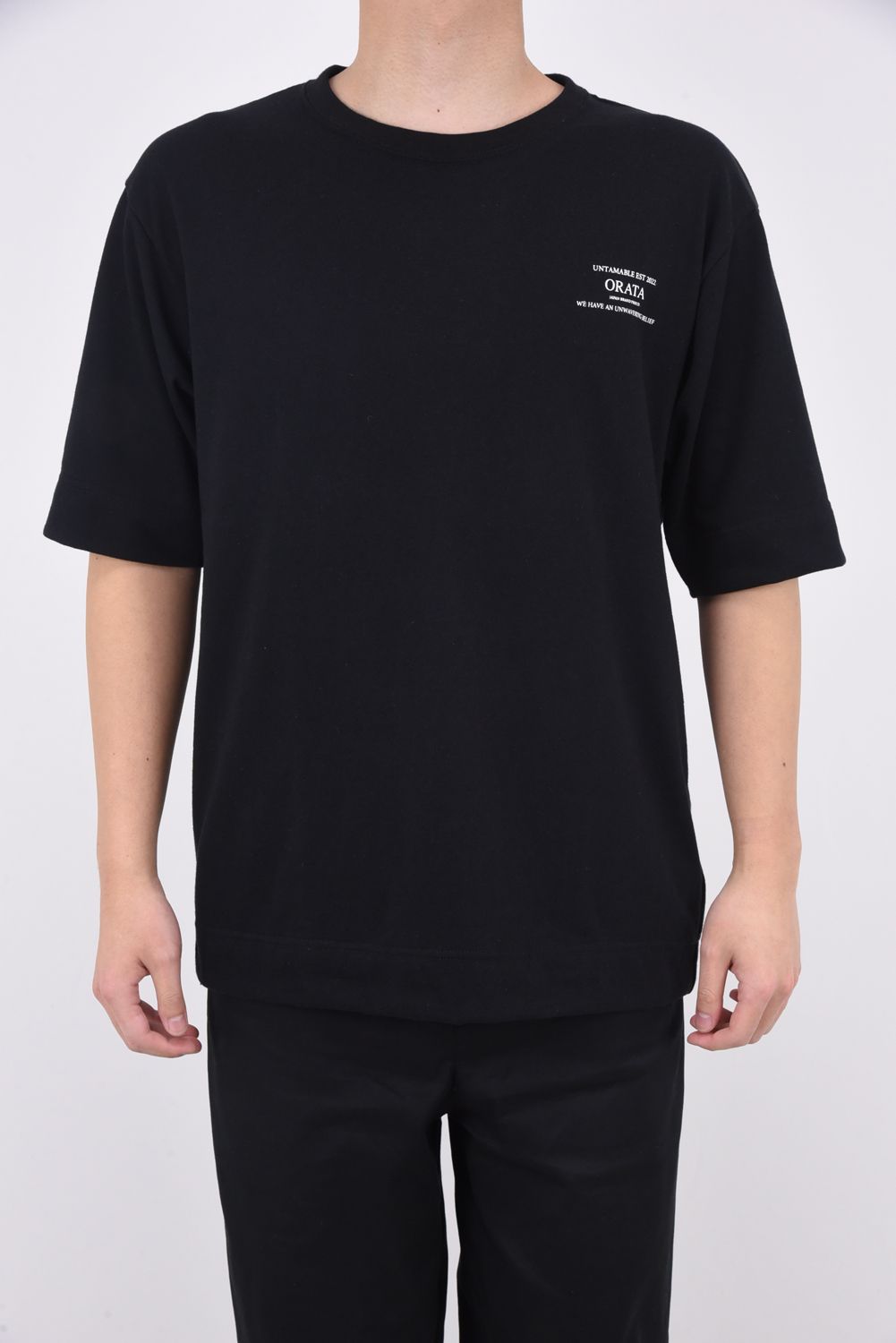 vintage crew T / メッセージロゴ クルーネック Tシャツ ブラック