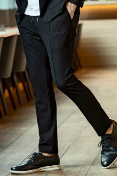 CUT AND SEW SLACKS / アーチロゴ カットソー スラックス ブラック