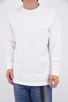 【26SS】 HAND-EMBROIDERED LOGO LONG T-SHIRT / ブランドロゴ 刺繍風プリント ロングスリーブTシャツ (ホワイト)