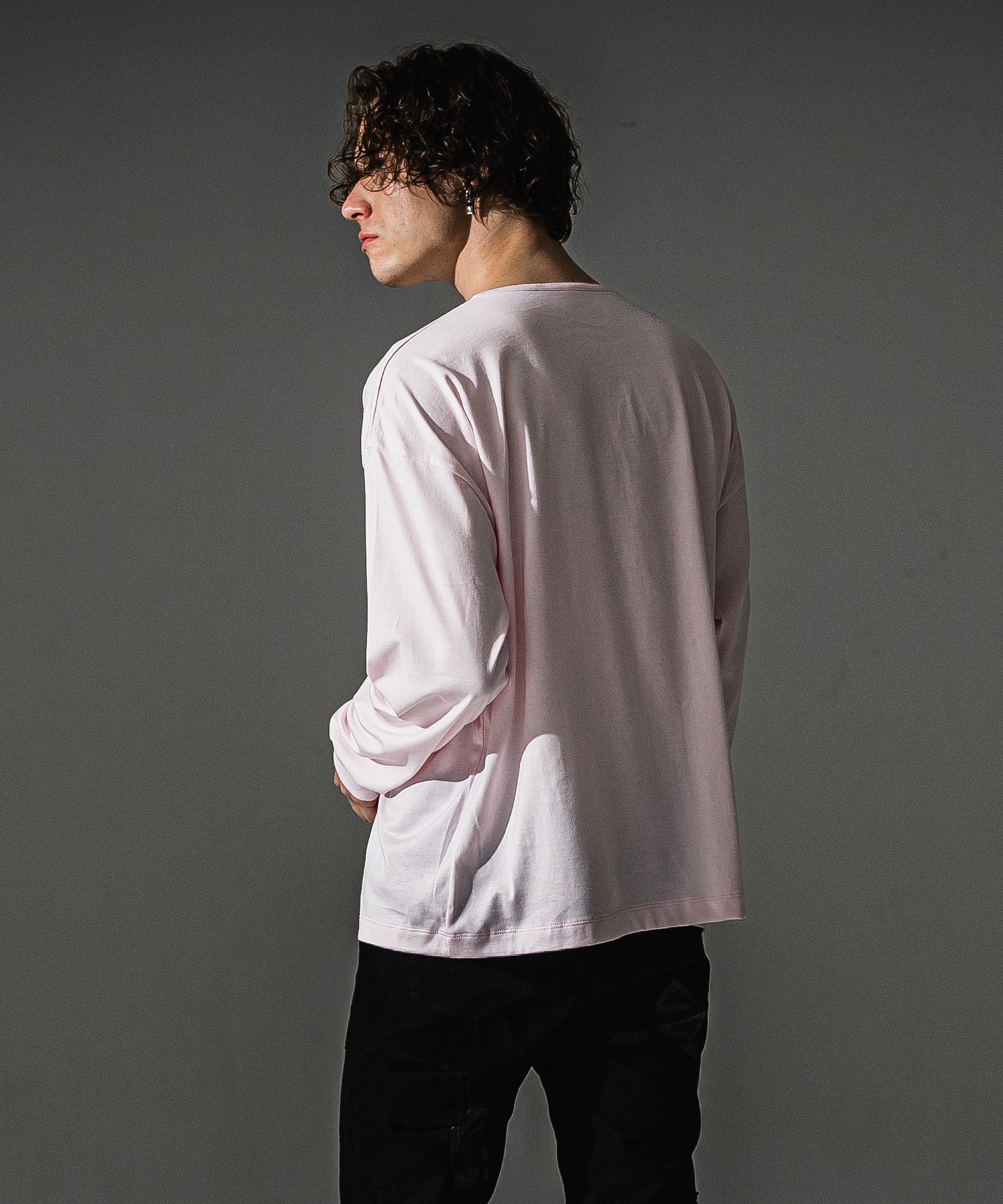 OVER HENRY LONGSLEAVE / オーバーサイズ ヘンリーネック ロングスリーブTシャツ (ピンク) (7月中旬入荷予定) ※オーダー締切:5月23日(土)17時