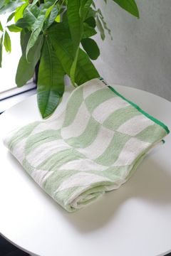 Check Bath Towel / シルク混 チェック バスタオル (グリーン)