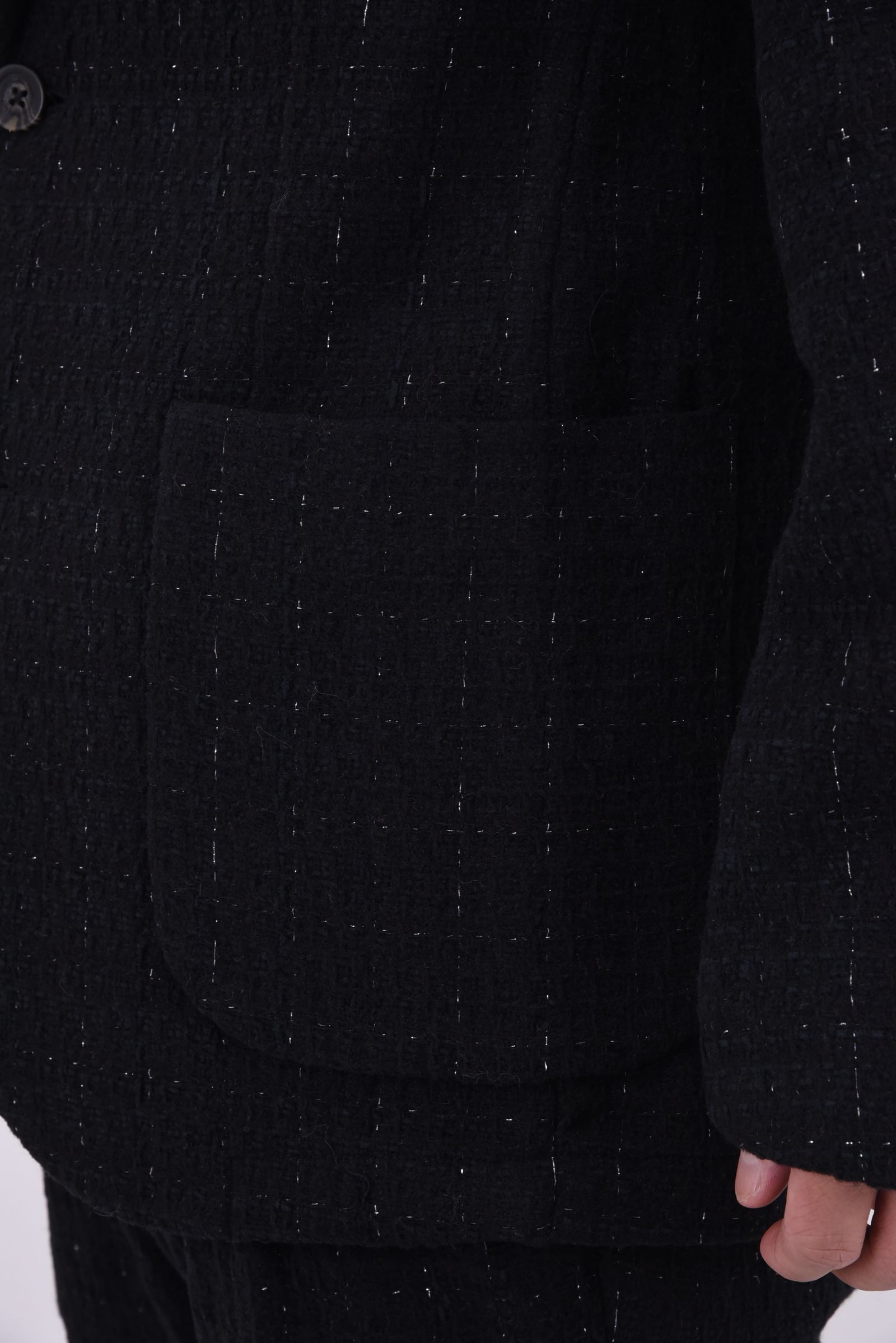 【26AW】【セットアップ】 LAME SQUARE JACQUARD JACKET & SLACKS / ファンシーツイード テーラードシングルジャケット&イージースラックス (ブラック)