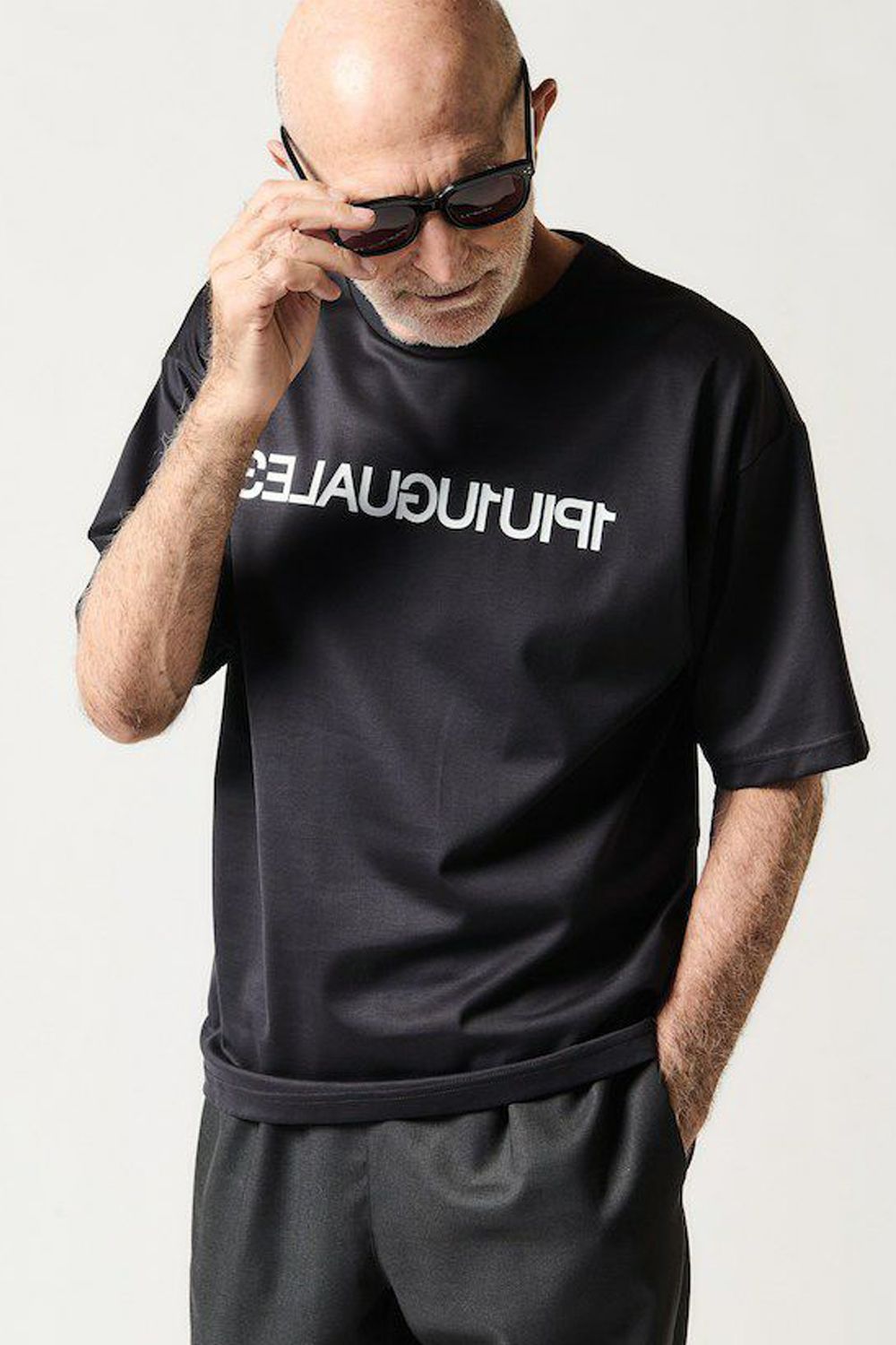 113 MIRROR BIG T / 113ミラーロゴ クルーネック 半袖 Tシャツ ブルーブラック