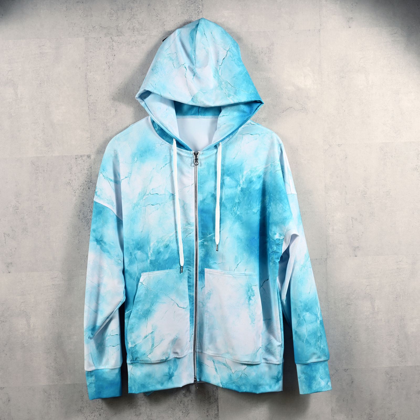 RUSH  OVER  ZIPUP HOODIE / ラッシュオーバー ジップアップパーカー マーブルブルー