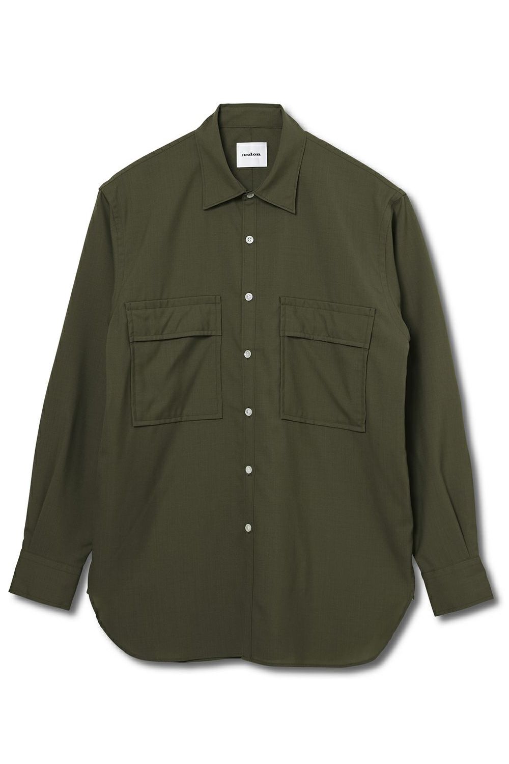 W POCKET SHIRT WOOL TROPICAL / ウォッシャブルウール ダブルポケットシャツ カーキ