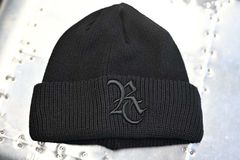 COTTON knit cap / コットン RCロゴ刺繍 ニットキャップ (ブラック/ブラック) (12月上旬入荷予定) ※オーダー締切:9月7日(月)17時