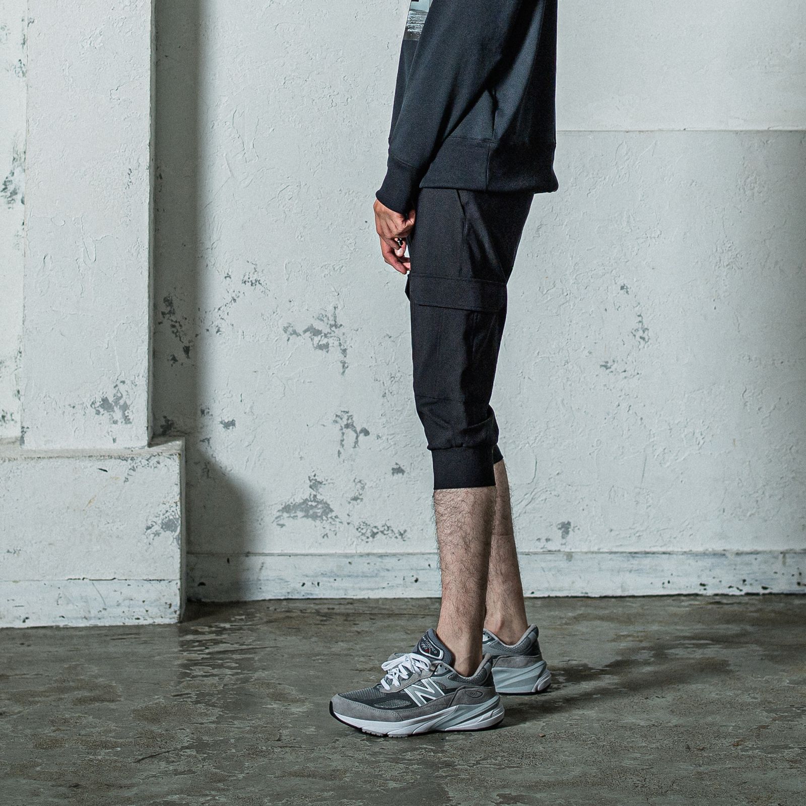cargo cropped PT / カーゴ クロップド ジャージパンツ ブラック