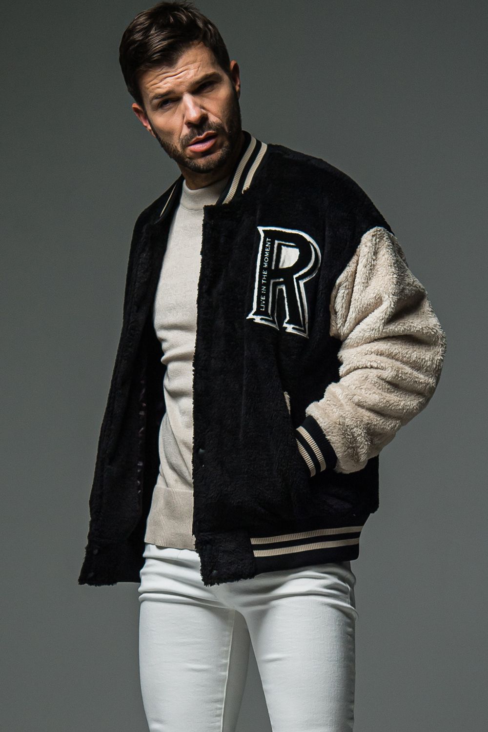 RESOUND CLOTHING - BOA OVER VARSITY JACKET / ボア ドロップ