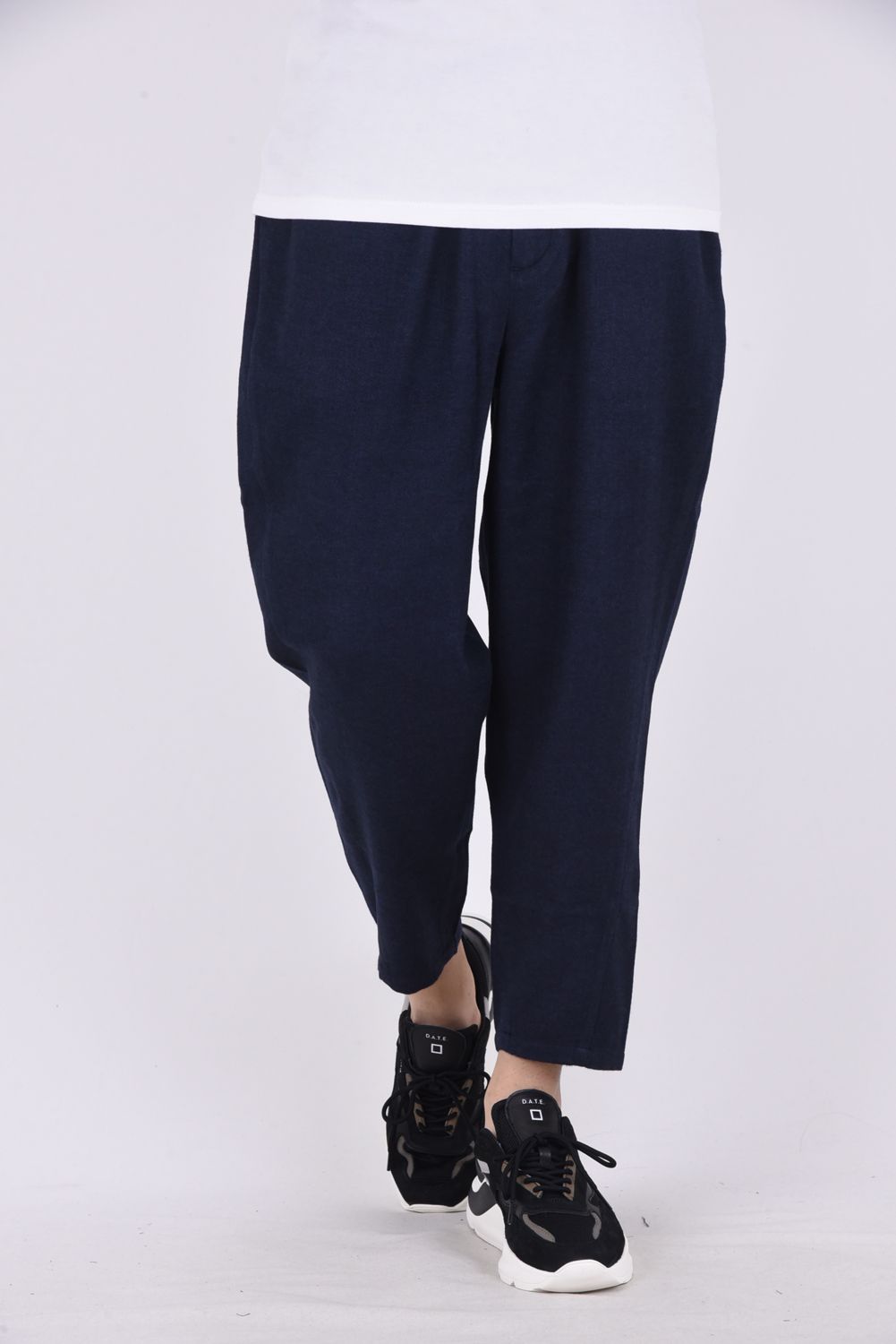 HERRINGBONE WIDE TAPERED PANTS / ヘリンボーン ワイドテーパード イージーパンツ ネイビー