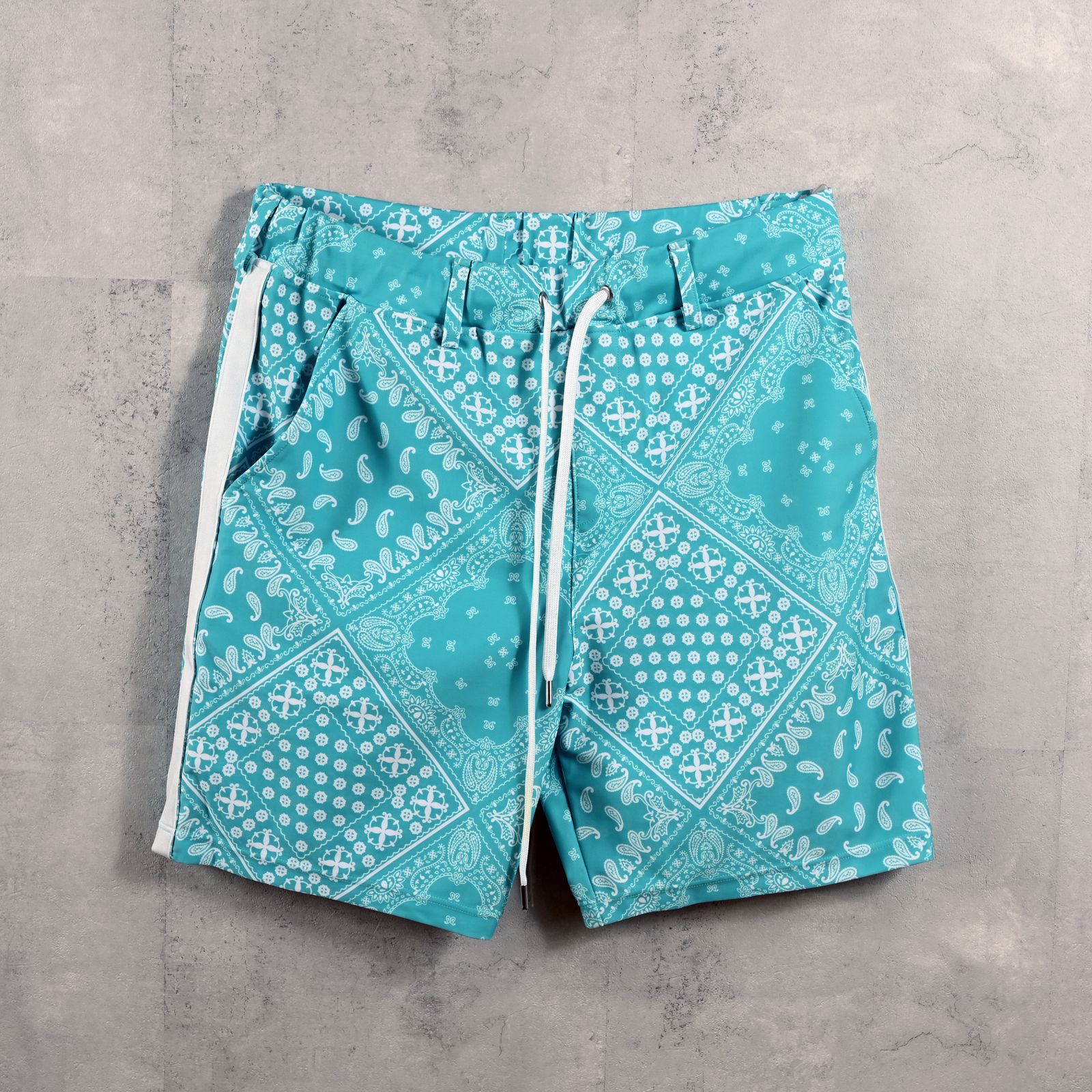 RUSH SHORTS / ラッシュガード バンダナ柄 ショートパンツ グリーン