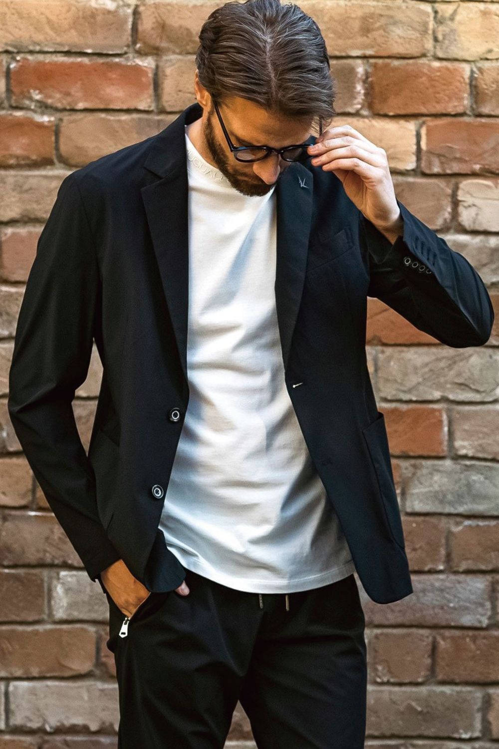 【26SS】【セットアップ】 NYLON JACKET & SLACKS / ナイロン テーラードシングルジャケット&イージースラックス (ブラック)