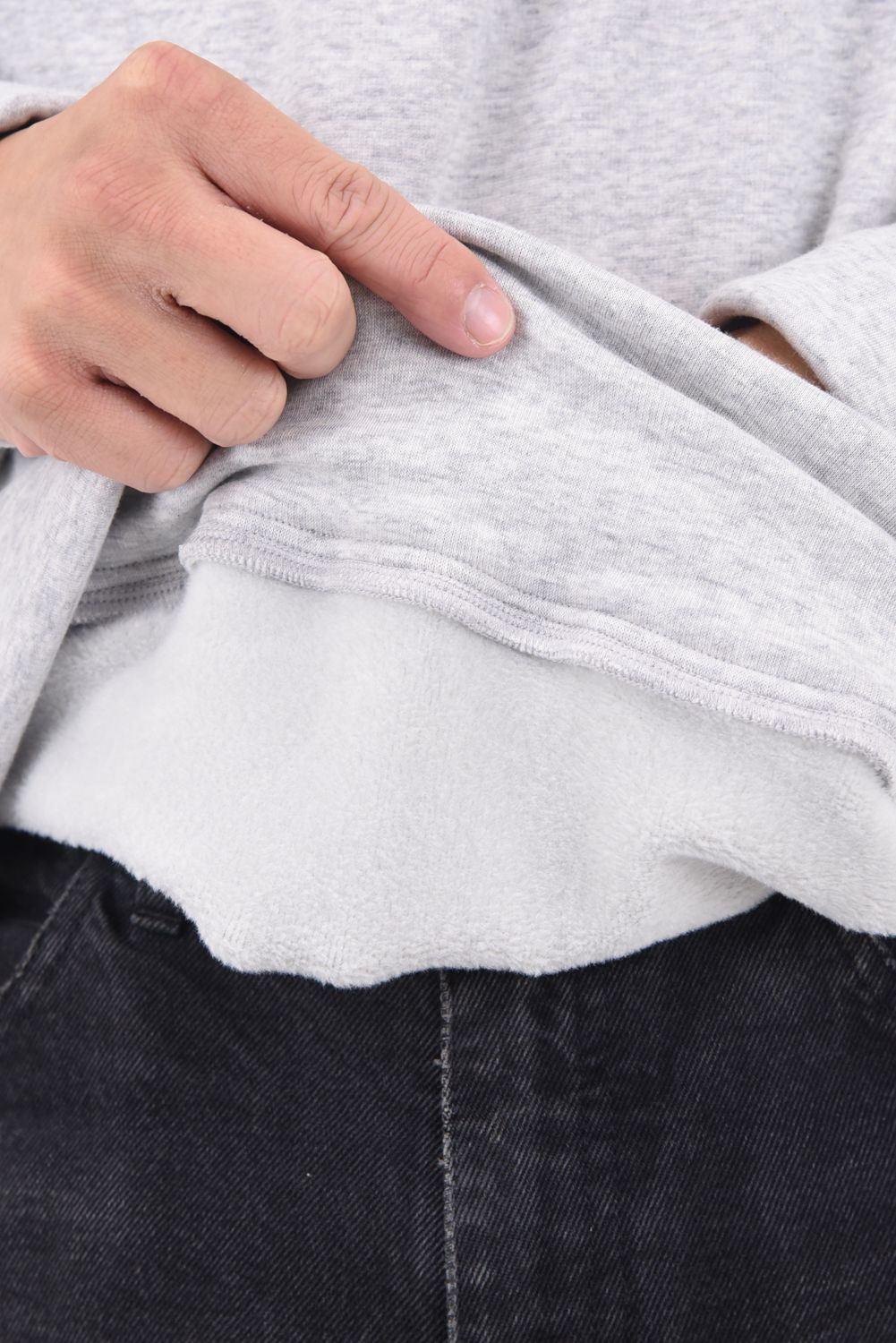 RC CHENILLE VELOURS FLEECE DROP TRAINER / サガラ刺繍ワッペン 裏起毛 ルーズトレーナー (グレー)