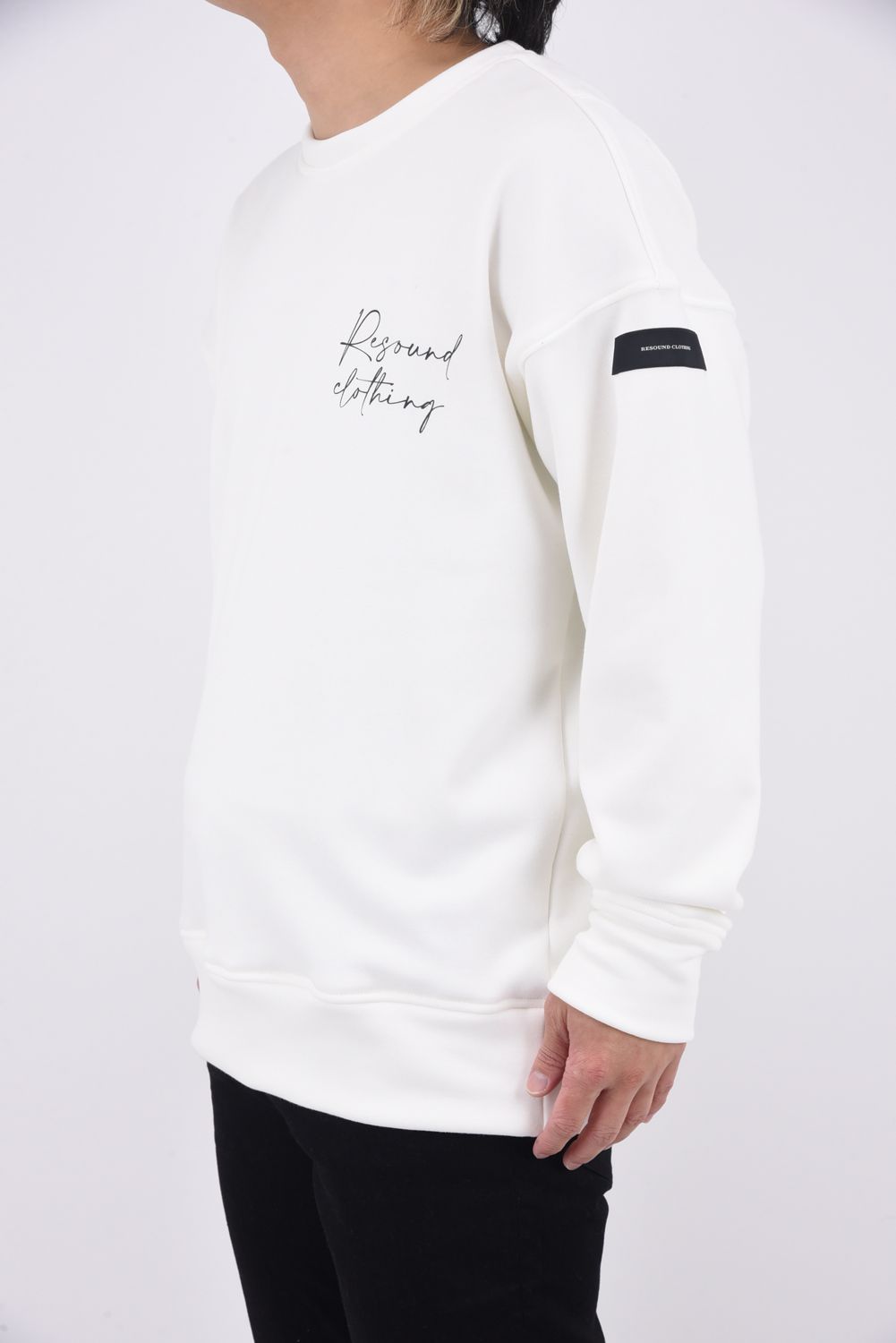 VELOURS FLEECE DORP TRAINER / アイコンロゴ 裏起毛 ルーズトレーナー ホワイト
