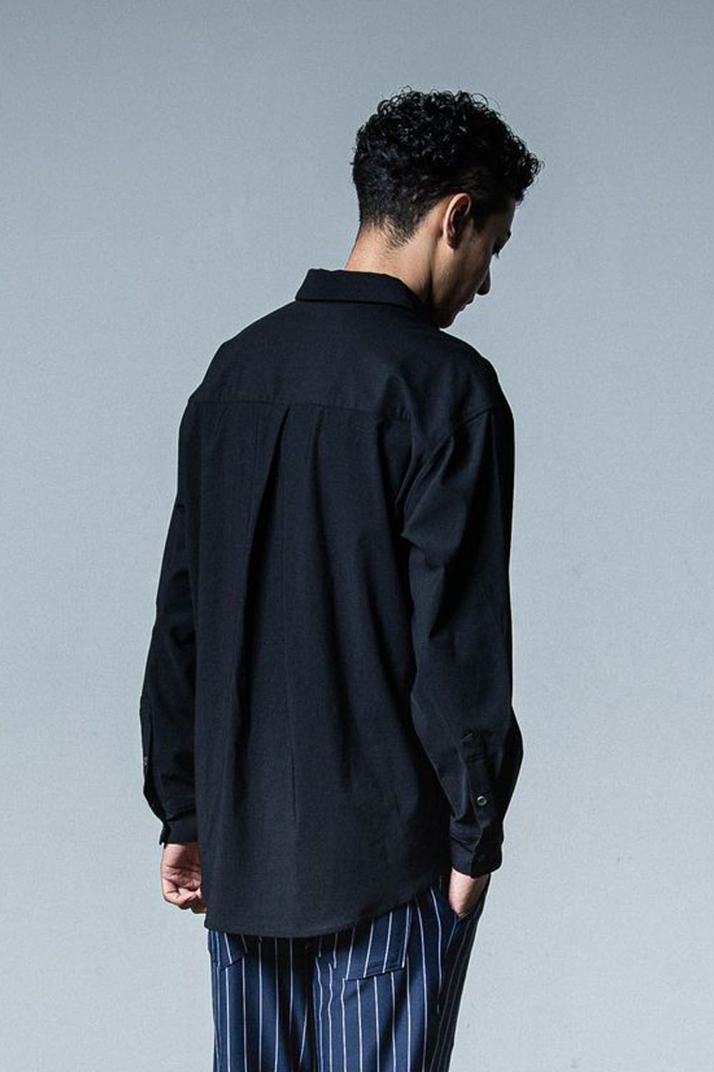 NYLON JACK SHIRTS / 【定番】 Aラインシルエット ナイロンシャツ ブラック