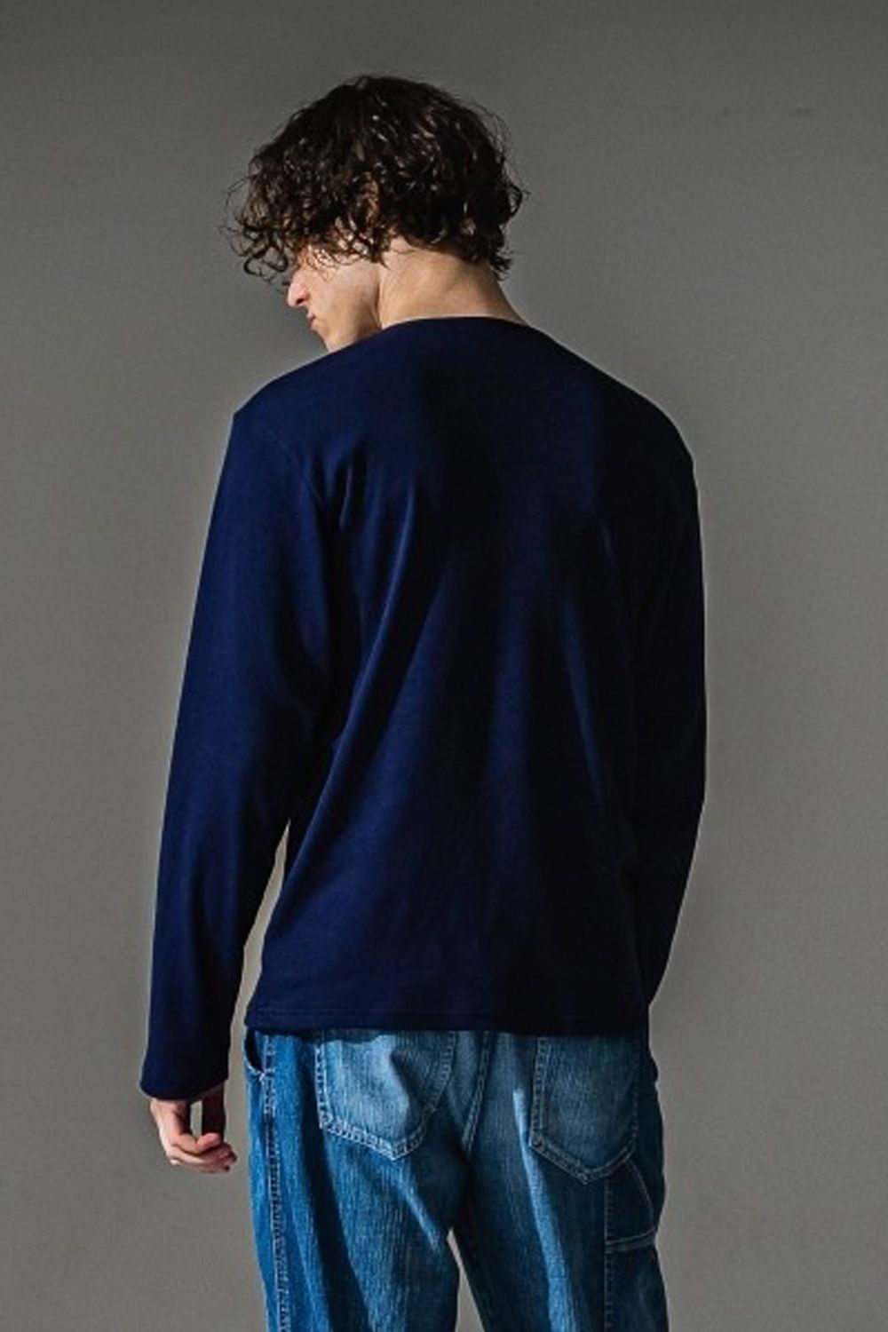 RIB HENRY LONGSLEAVE / ヘンリーネック リブニットロングスリーブTシャツ (ネイビー)