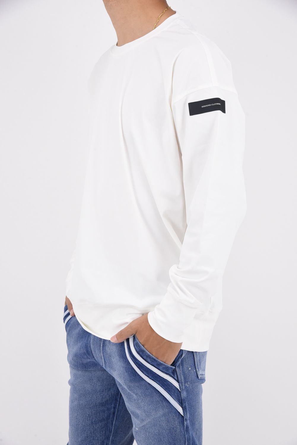 NYLON LONG SLEEVE / ロングスリーブ クルーネック オーバーサイズトレーナー ホワイト