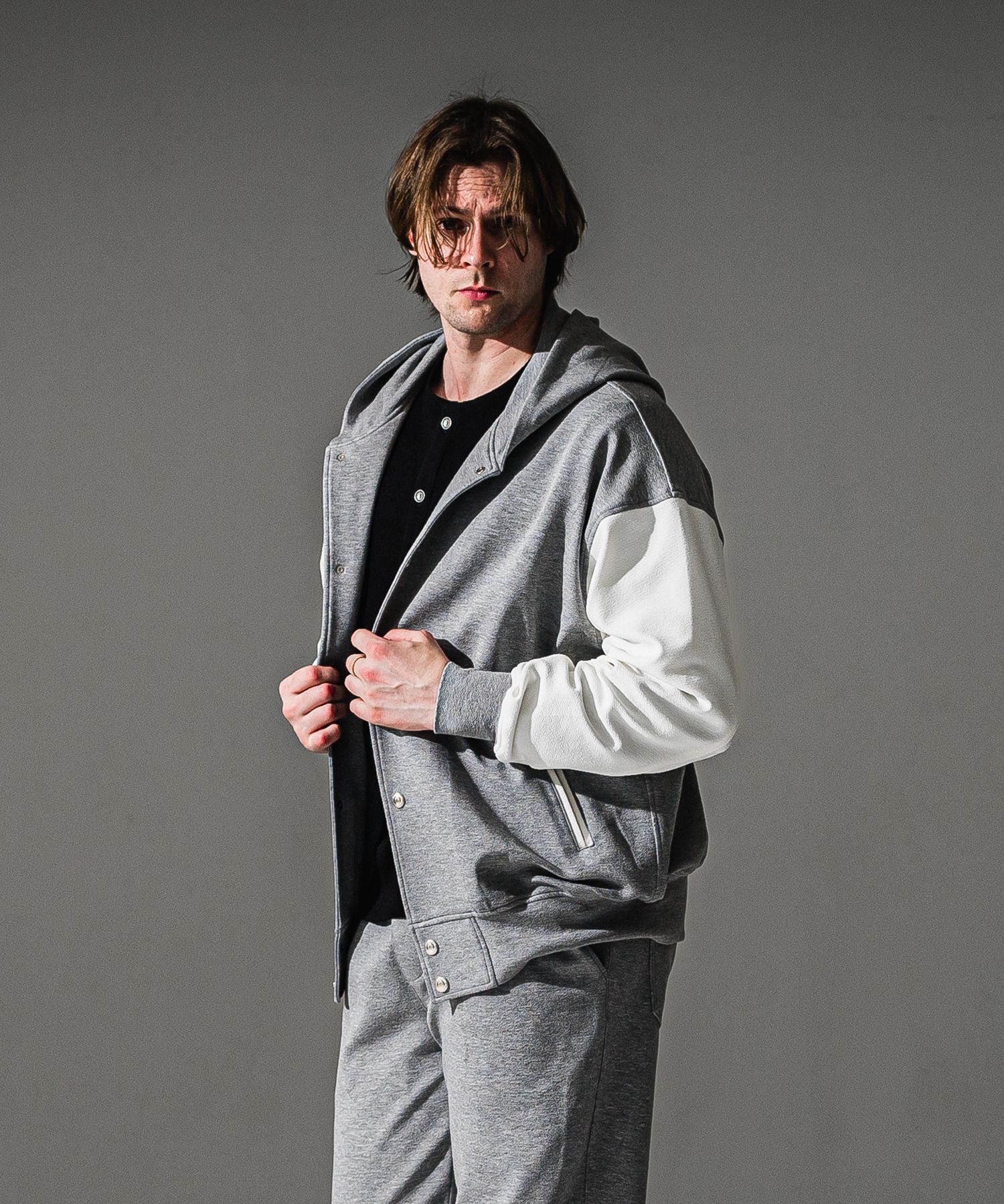 blister Varsity hoodie / ブリスターニット フード付きスタジャン (グレー) (8月末入荷予定) ※オーダー締切:5月23日(土)17時