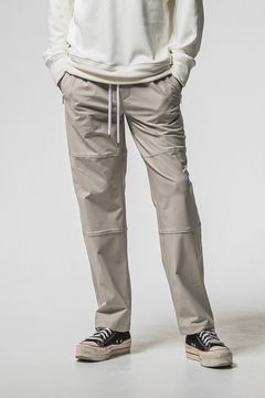 JOHNSON LINE WIDE HEAT PT / 裏起毛 ハイブリットジャージー ワイドテーパード ラインパンツ (グレー/ホワイト) (10月末入荷予定) ※オーダー締切：9月1日(月)18:00