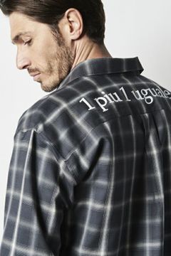 BIG CHECK SHIRTS / ウール オンブレチェック オーバーシャツ グレー