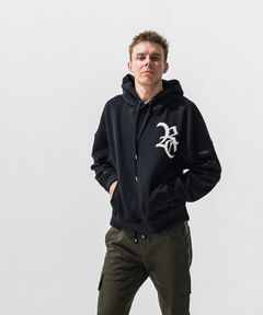 RC VELOURS FLEECE HOODIE / RCレザーワッペン 裏起毛ルーズフーディー (ブラック) (11月上旬入荷予定) ※オーダー締切:9月7日(月)17時