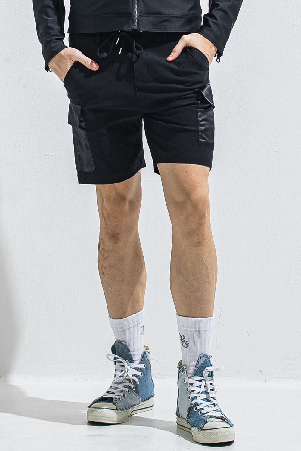 DARRELL CARGO SHORTS / 高機能ナイロンマイクロファイバー カーゴショートパンツ (ブラック) (6月上旬入荷予定) ※オーダー締切:2月15日(日)18時