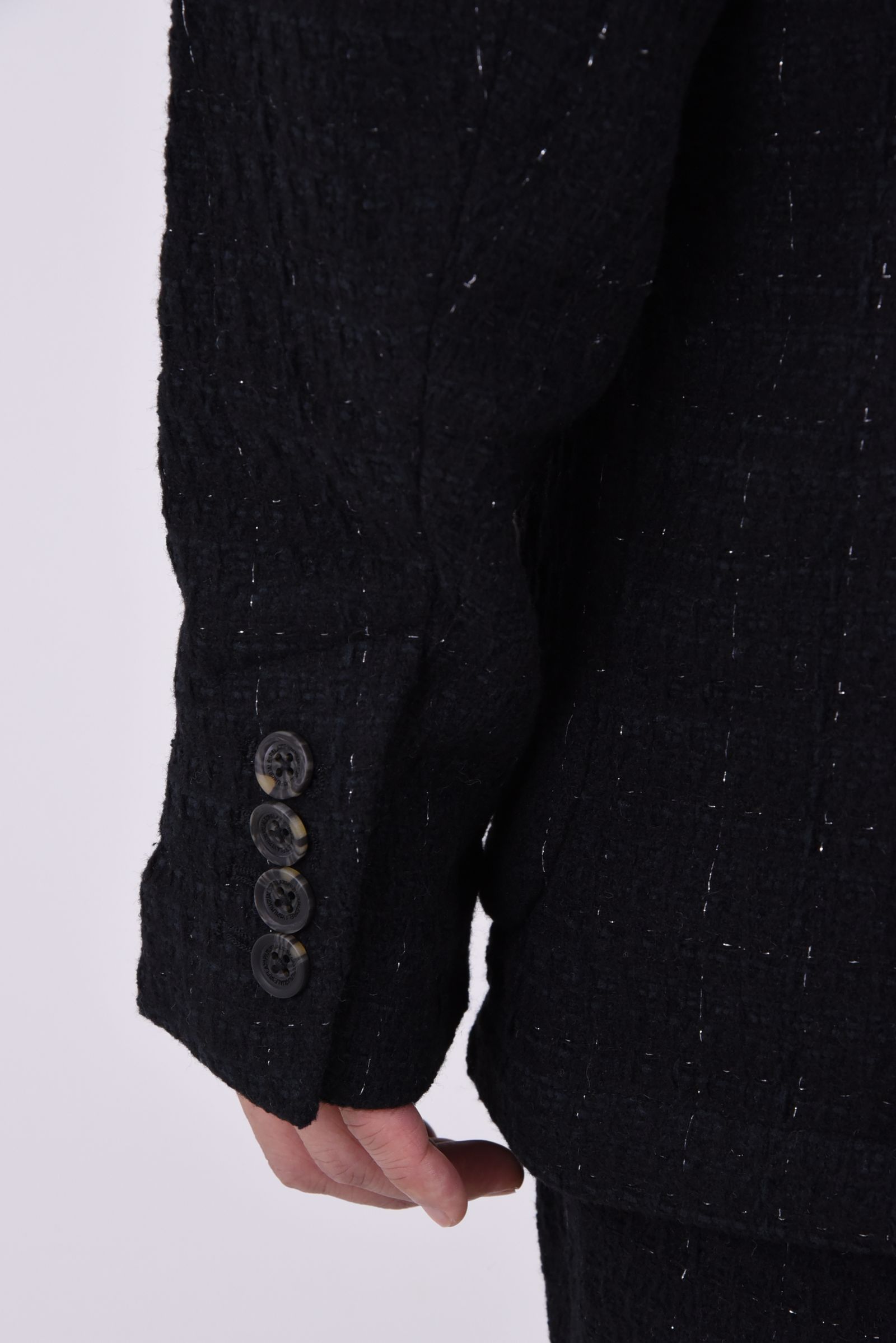 【26AW】【セットアップ】 LAME SQUARE JACQUARD JACKET & SLACKS / ファンシーツイード テーラードシングルジャケット&イージースラックス (ブラック)