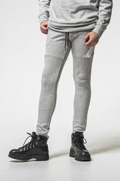 VELOURS FLEECE TYLER PANTS / ベロアフリースボア スキニータイト サイドライン イージーパンツ (グレー) (11月中旬入荷予定) ※オーダー締切：9月1日(月)18:00
