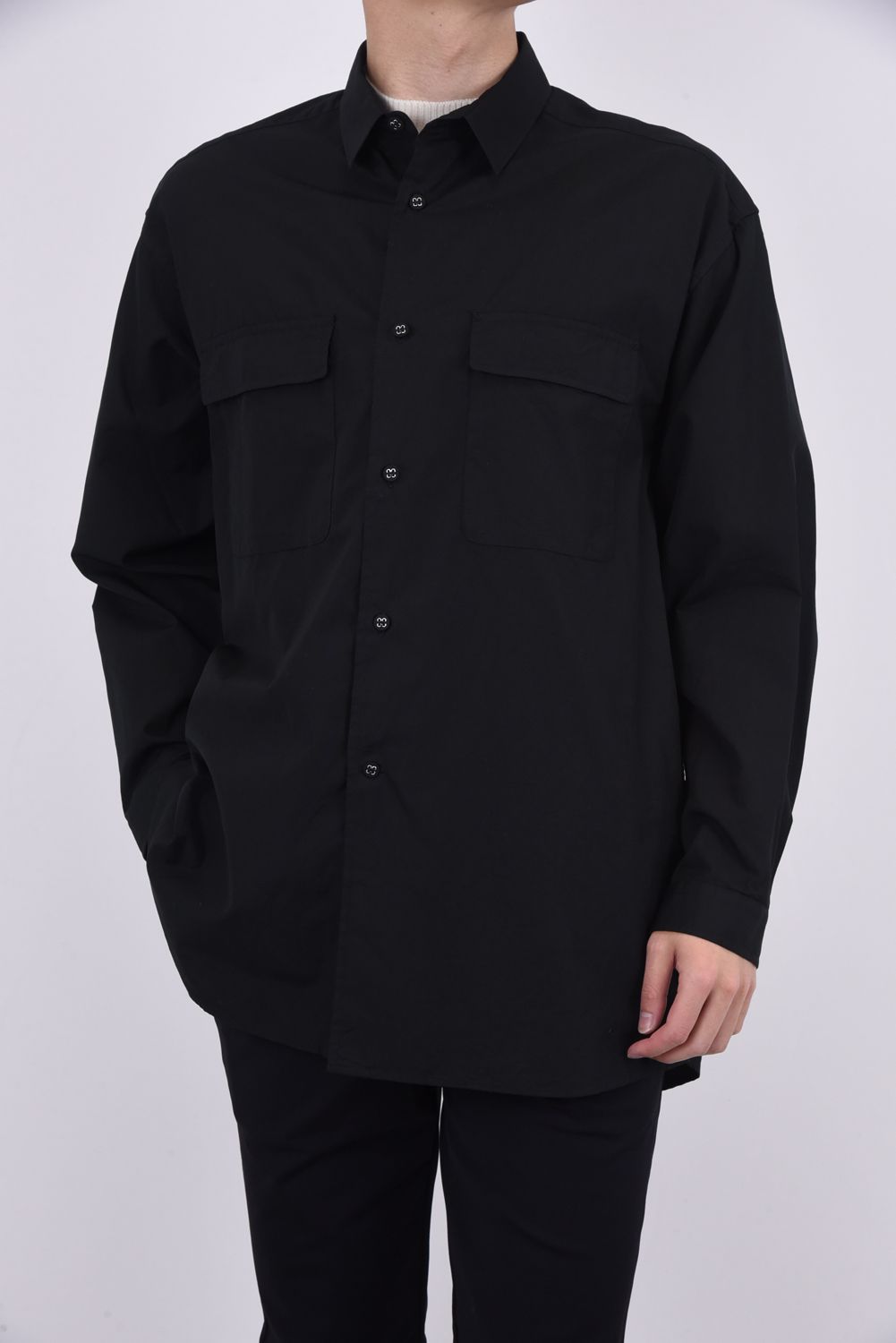 TYPEWRITER LONG SLEEVES WIDE SHIRT / タイプライター オーバーサイズ シャツ ブラック