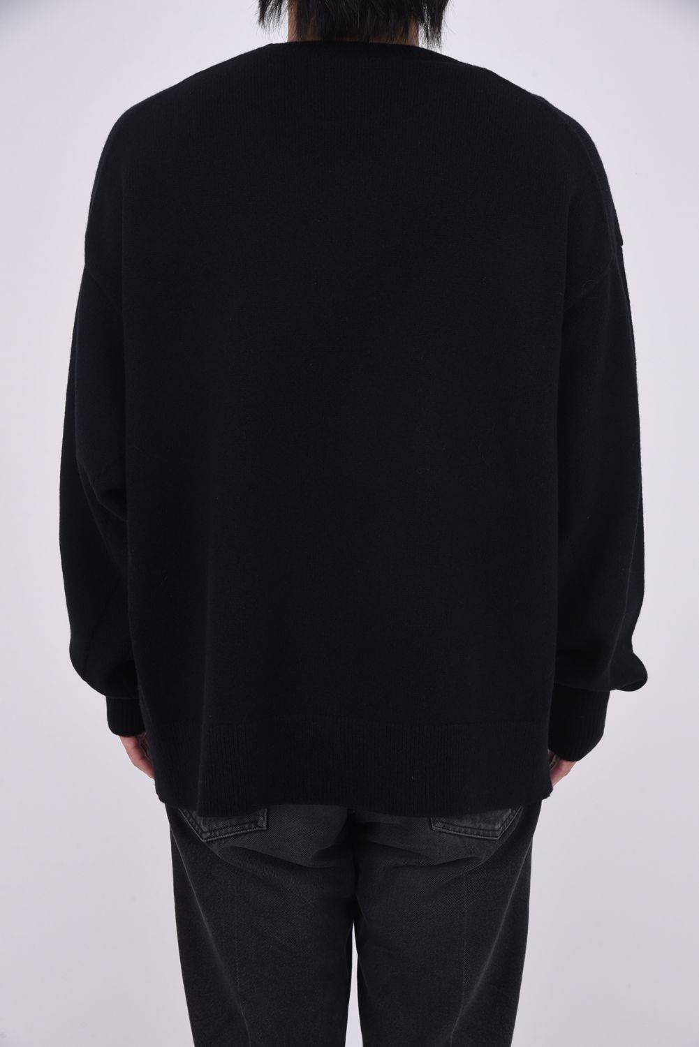 CREW NECK KNIT / ウール クルーネック ニット (ブラック)