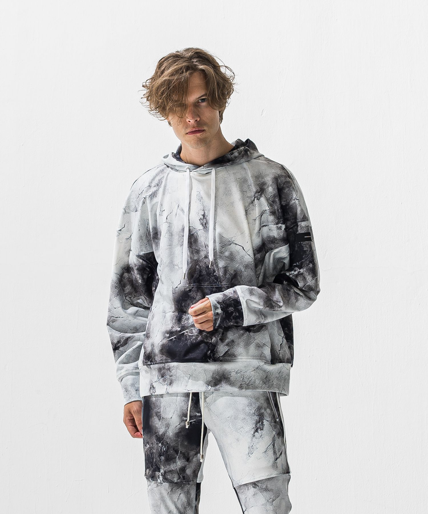 OVER HOODIE / トリコット オーバーパーカー (マーブルホワイト) (1月上旬入荷予定) ※オーダー締切:9月7日(月)17時