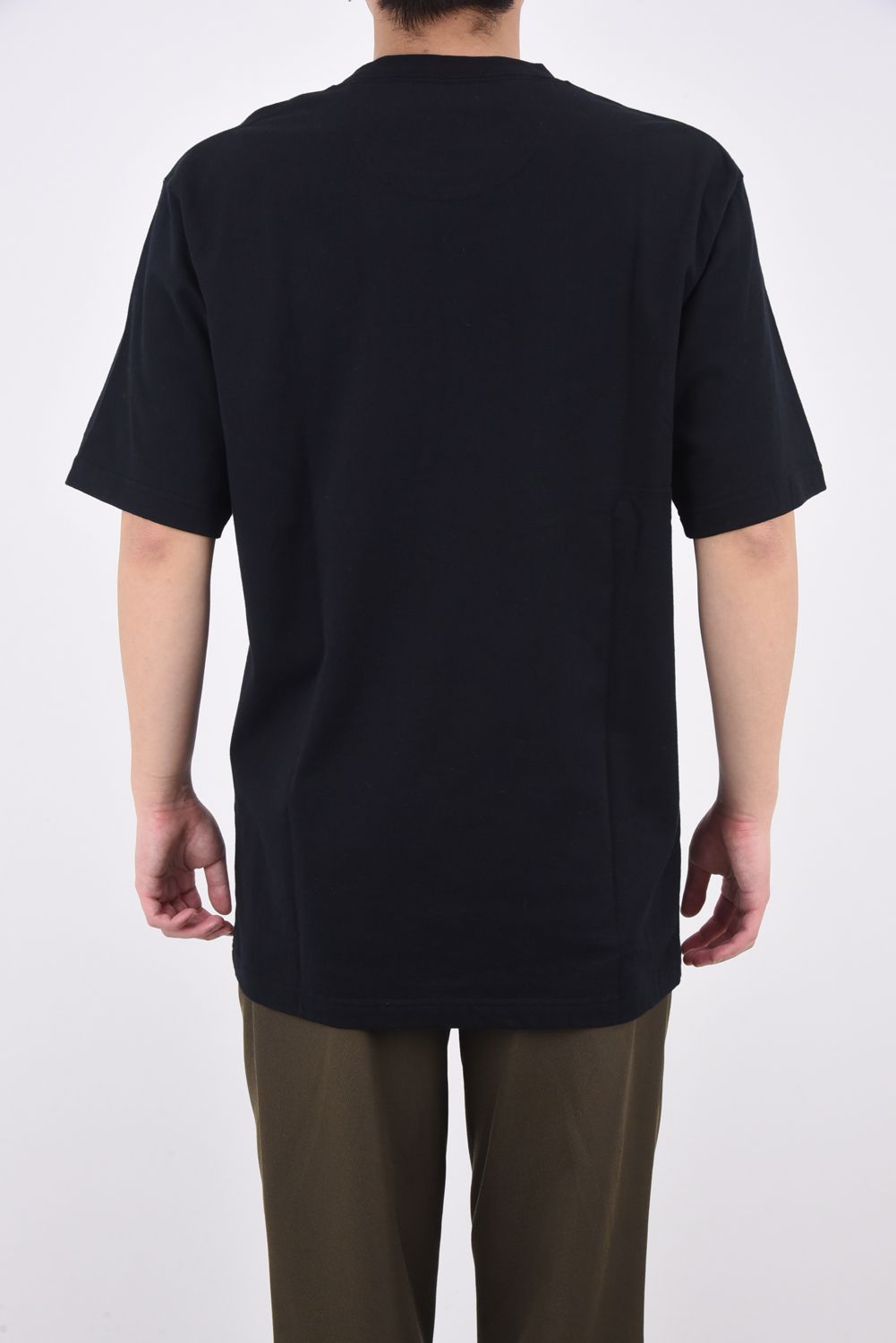 LEATHER-LIKE PRINT T-SHIRT / レザーライク プリント クルーネック Tシャツ ブラック