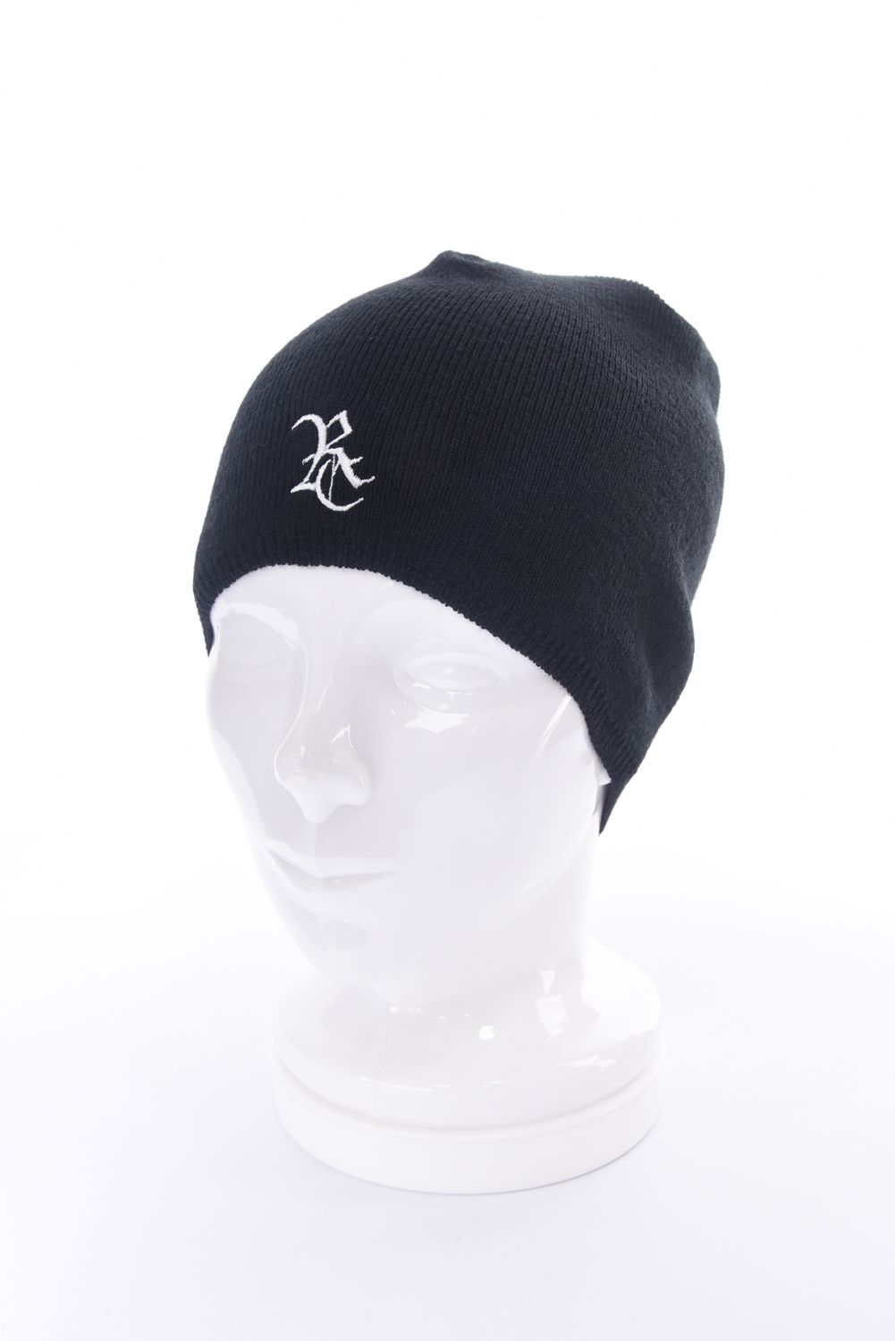 WOOL KNIT CAP / ウール ニットキャップ RC刺繍 (ブラック)