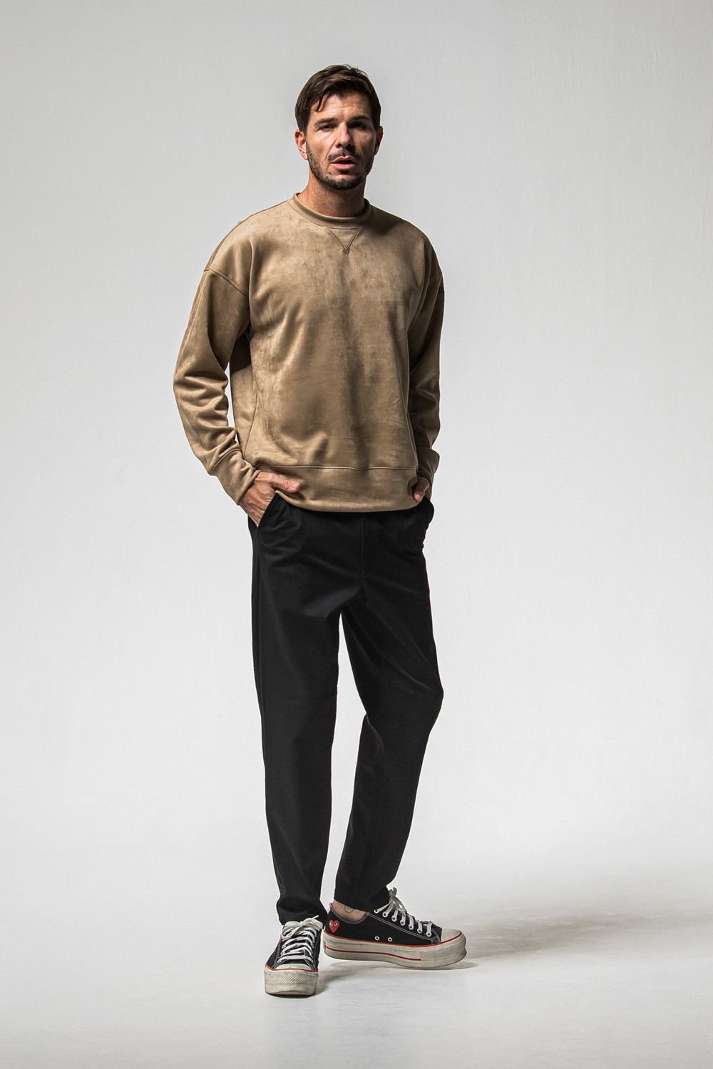 PAT WIDE EASY PANTS / ワイドテーパード イージースラックス (ブラック) (1月上旬入荷予定) ※オーダー締切：9月1日(月)18:00