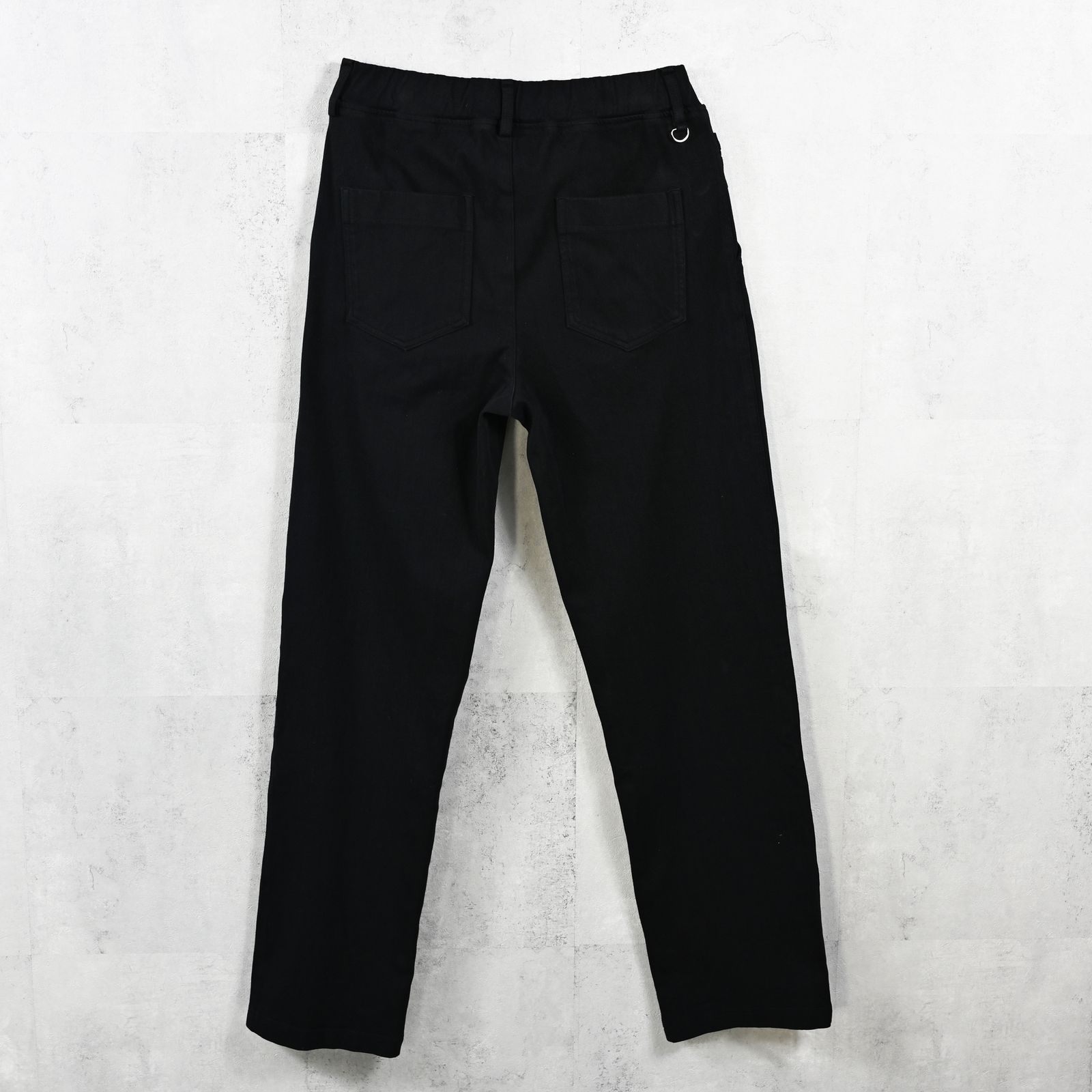 DENIM JERSEY WIDE PT / ジャージデニム セミワイド ワンタック スラックス型イージーパンツ ブラック